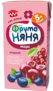ФрутоНяня Морс клюква/черника/вишня д/детей ран. возраста 200мл