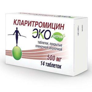 Кларитромицин Экозитрин таб. п/п/о 500мг №14 кларитромицин ср вертекс таб п о 500мг 14