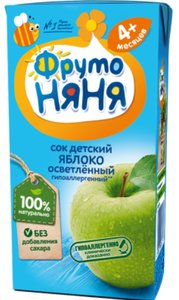 ФрутоНяня Сок Яблоко осветленный 200мл д/детей раннего возр.