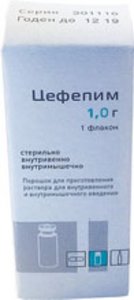 

Цефепим пор. д/ин. в/в, в/м фл. 0,5г №1