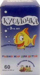 Рыбий жир Кусалочка д/детей капс. 500мг №60