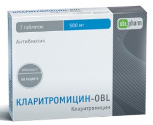 

Кларитромицин-OBL таб. п/о 500мг №14