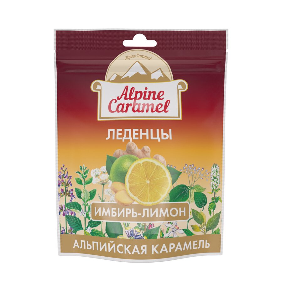 Альпийская Карамель леденцы имбирь/лимон 75г