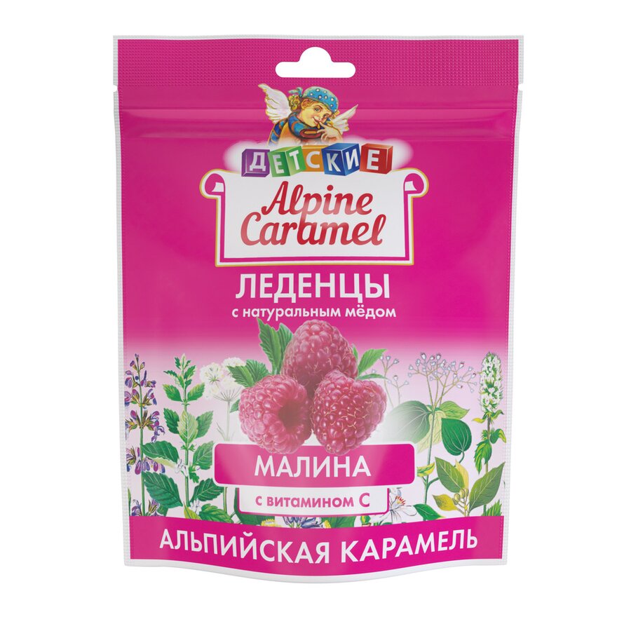 Альпийская Карамель леденцы дет. мед/вит.С малина 75г