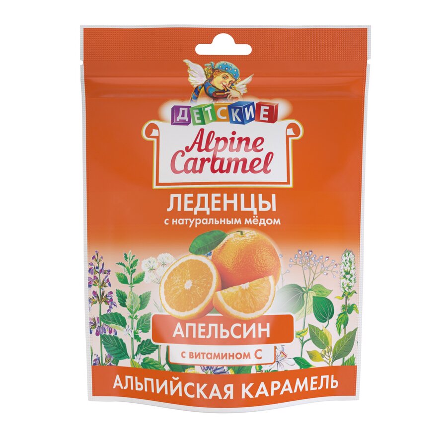 Альпийская Карамель леденцы дет. мед/вит.С апельсин 75г