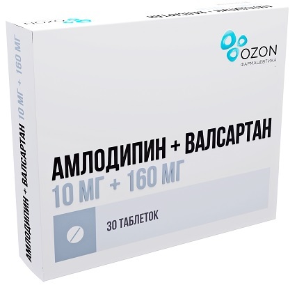 

Амлодипин+Валсартан таб. п/п/о 10мг+160мг №90