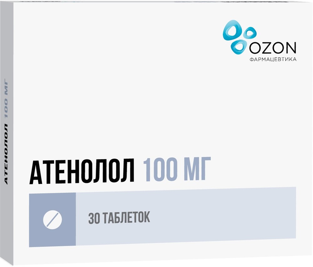 Атенолол-Озон таб. п/о 100мг №30 атенолол таб 100мг 30 реневал