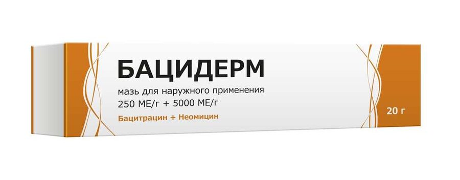 Бацидерм мазь д/наруж. прим. 250 МЕ/г+5000 МЕ/г 20г