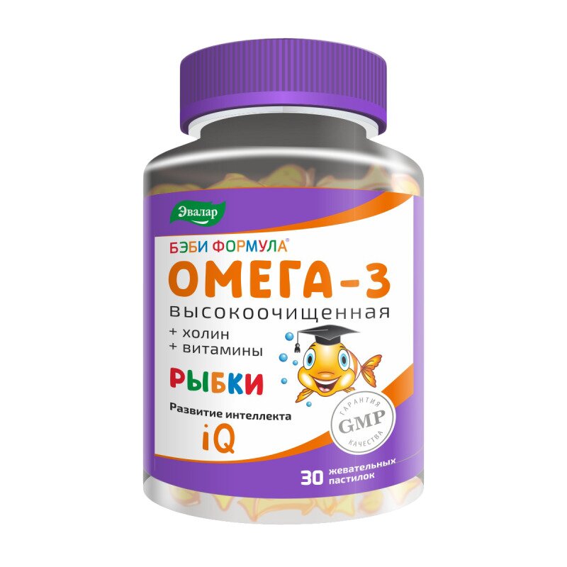 Бэби формула Рыбки Омега-3 паст. жеват. №30