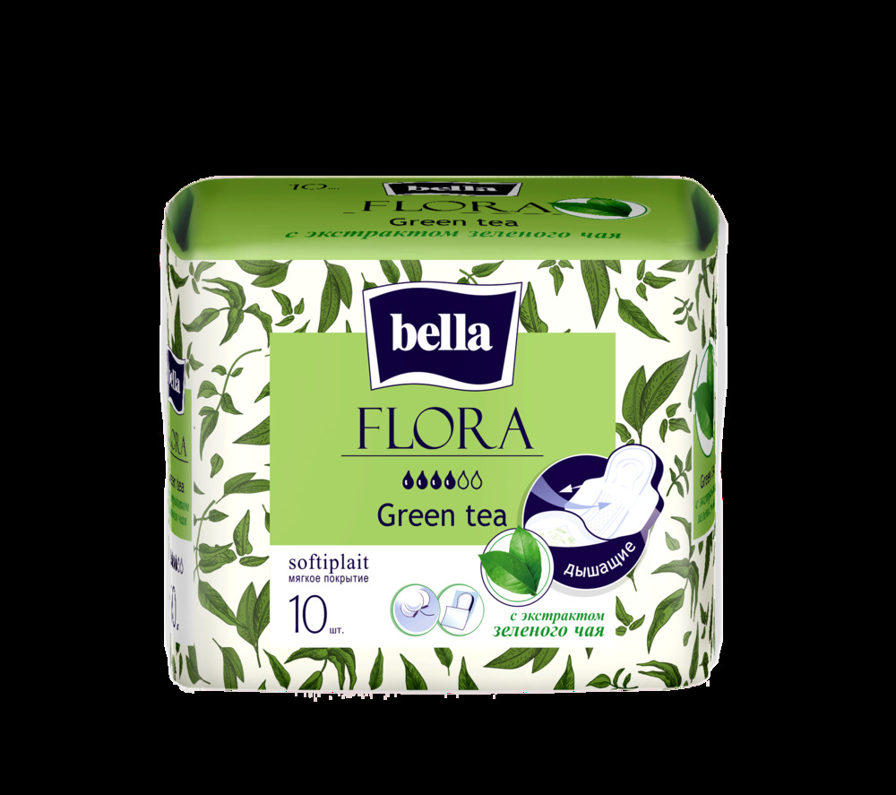 Белла Панти Флора прокладки гигиен. зеленый чай №10