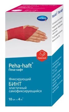 Бинт когезивный самофиксир.Пеха-Хафт б/лат(4м х10см) красный в Медведово