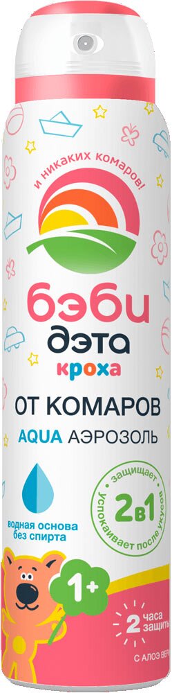 Дэта Бэби Кроха Аква аэрозоль от комаров с 1 года 2в1 100мл в Медведово