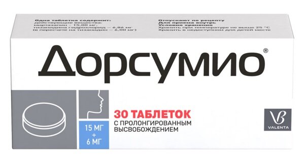 Дорсумио таб. с пролонг. высв. 15мг+6мг №30
