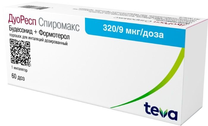 Дуоресп Спиромакс пор. д/ингаляций дозир. 320/9мкг 60доз №1