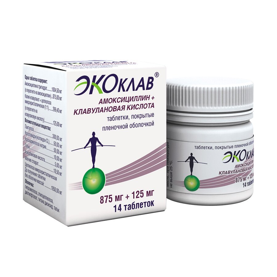 Экоклав таб. п/о 875+125мг №14 в Телмана