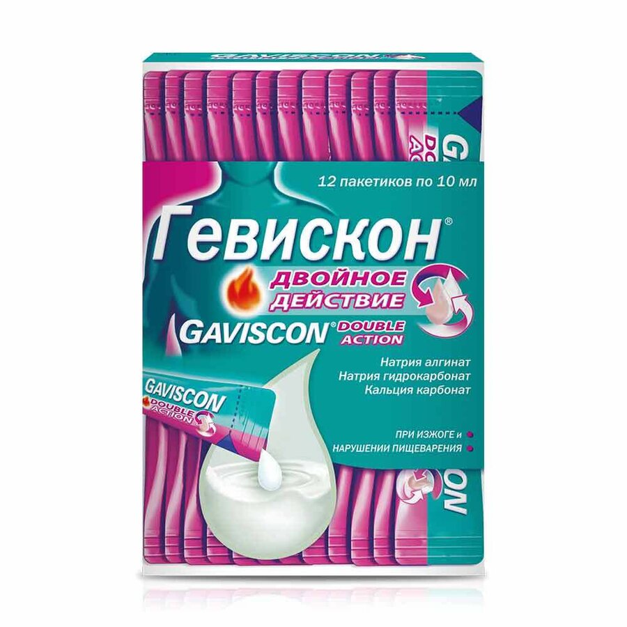 Гевискон Двойное действие сусп. д/внутр.Мятная саше10мл №12