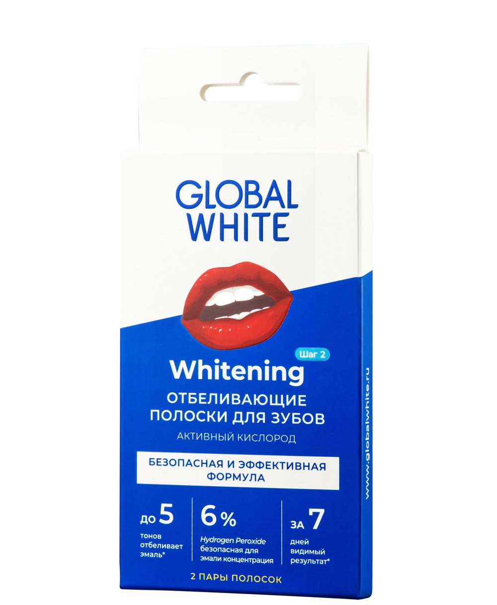 Глобал Вайт Активный кислород полоски отбеливающие д/зубов саше №2 global white полоски для отбеливания зубов активный кислород 2 саше