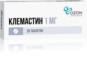 Клемастин Таб. 1мг №20 По Цене 245 Рублей Купить В Интернет-Аптеке.
