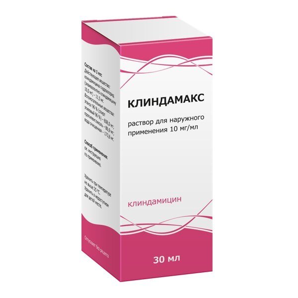 Клиндамакс р-р д/наруж. прим.10мг/мл фл. 30мл.