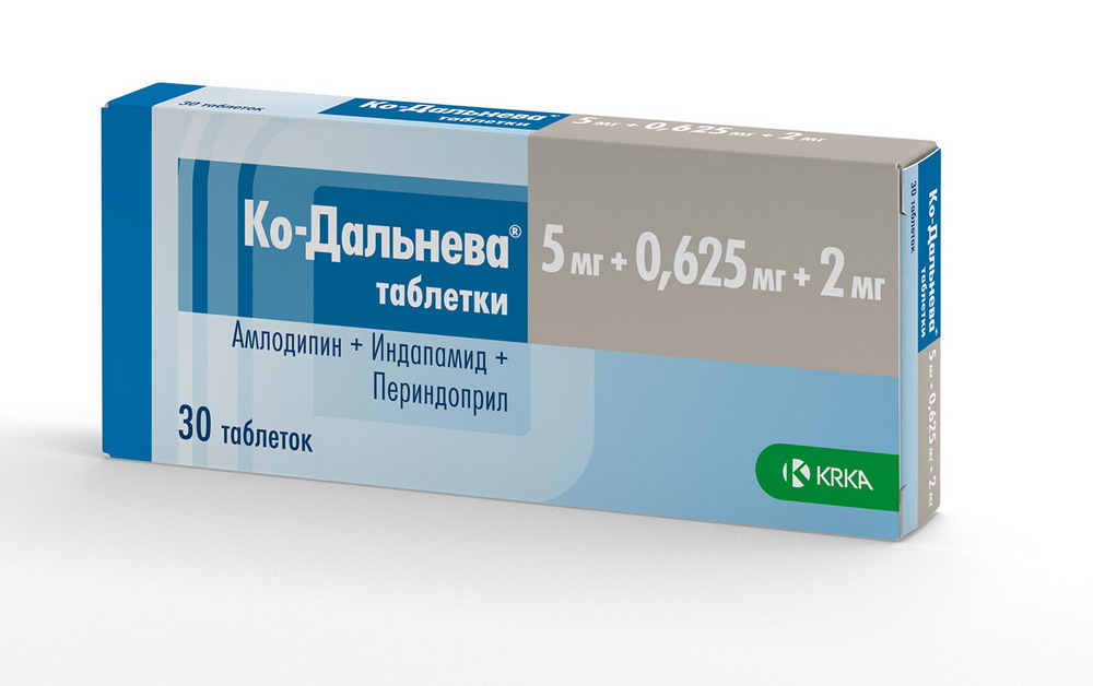 Ко-дальнева таб 5/0,625/2мг №30 индапамид периндоприл таблетки 0 625 мг 2 мг 30 шт