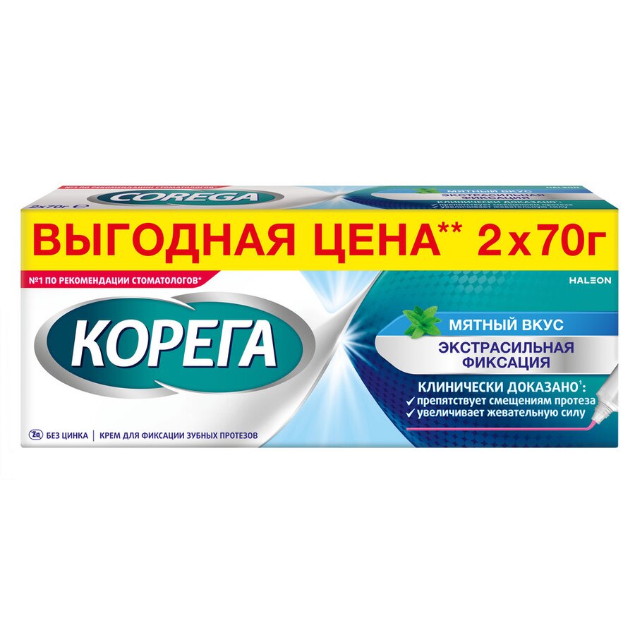 Корега крем д/фикс. зуб. протезов экстра сильный мятный 70г №2
