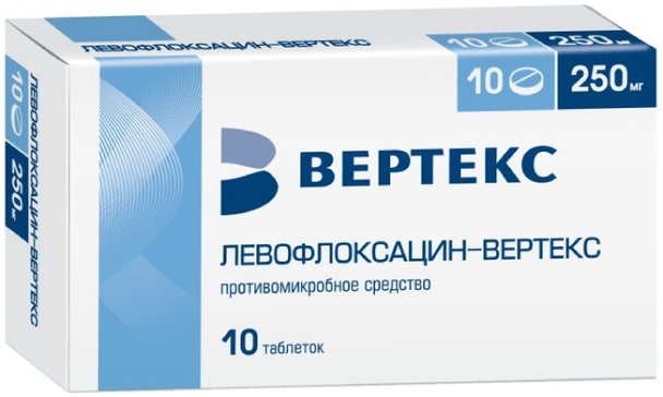 Левофлоксацин-Вертекс таб. п/п/о 250мг №10 левофлоксацин вертекс таб п п о 500мг 10