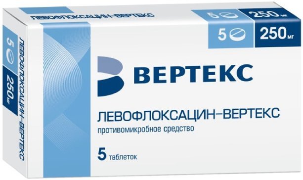 левофлоксацин капли гл 0 5% 5мл 1 Левофлоксацин-Вертекс таб. п/п/о 250мг №5
