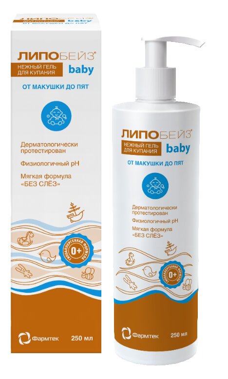 Липобейз Беби гель д/купания от макушки до пят нежный 250мл