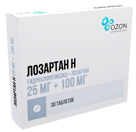 Лозартан Н таб. п/п/о 25мг+100мг №30