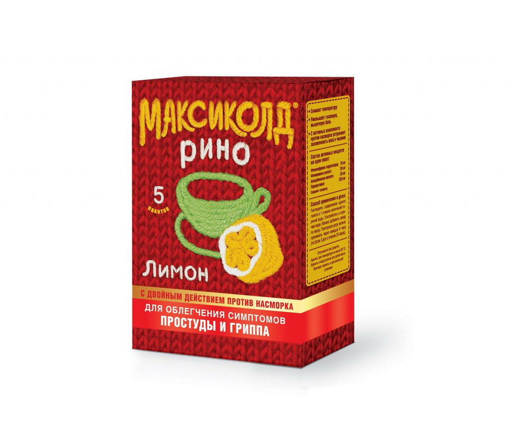 Максиколд Рино пор. пак. Лимон №5 фервекс порошок для приготовления раствора лимон без сахара пакетики 12 шт