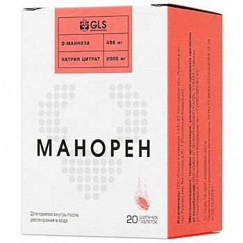Манорен таб. шип. со вкусом персик-маракуйя 4 г №20