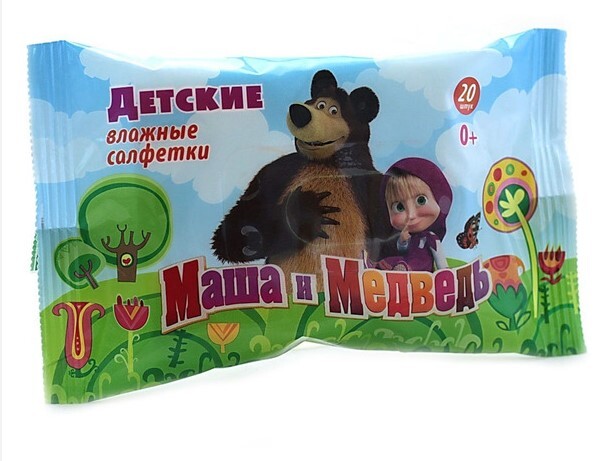 Маша и Медведь салфетки влажные детские №20 страшная маша