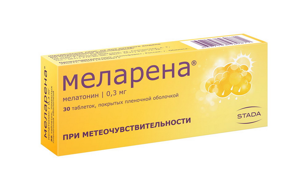 Меларена таб. п/о 0,3мг №30 мелатонин таблетки 3 мг 20 шт