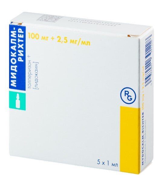 Мидокалм-Рихтер Р-Р Д/Ин. 100мг+2.5мг 1мл №5 По Цене 591 Рубль.