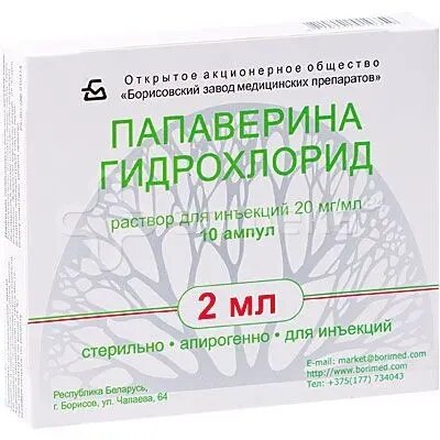 Папаверин г/хл р-р д/ин. 2% 2мл №10 в Пензе