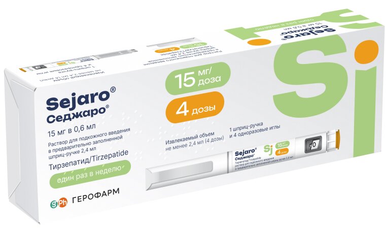 Седжаро р-р для п/к введ. 15мг/доза шприц-ручка 2,4мл №1+ иглы №4