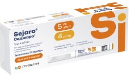 Седжаро р-р п/к 5мг/доза шприц-ручка 2,4мл+иглы №4