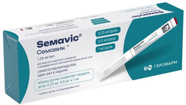 Семавик р-р п/к 1,34мг/мл шприц-ручка 3мл+иглы №9