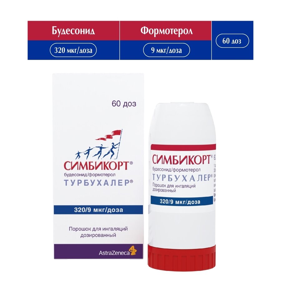 Симбикорт турбухалер пор. д/ингал. 320мкг+9мкг/доза 60доз в Шушарах