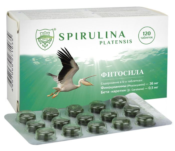 Спирулина Фитосила таб. №120 экстракт водорослей витамир с йодом и селеном 30 таблеток