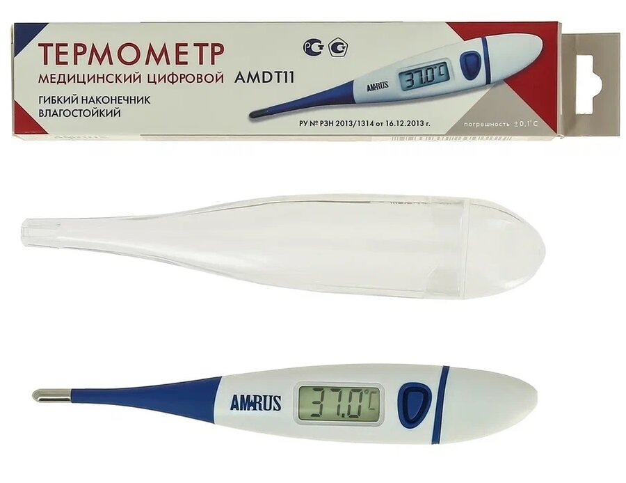 Термометр мед электрон AMDT-11 влагостойкий с гибким наконечником в Пензе