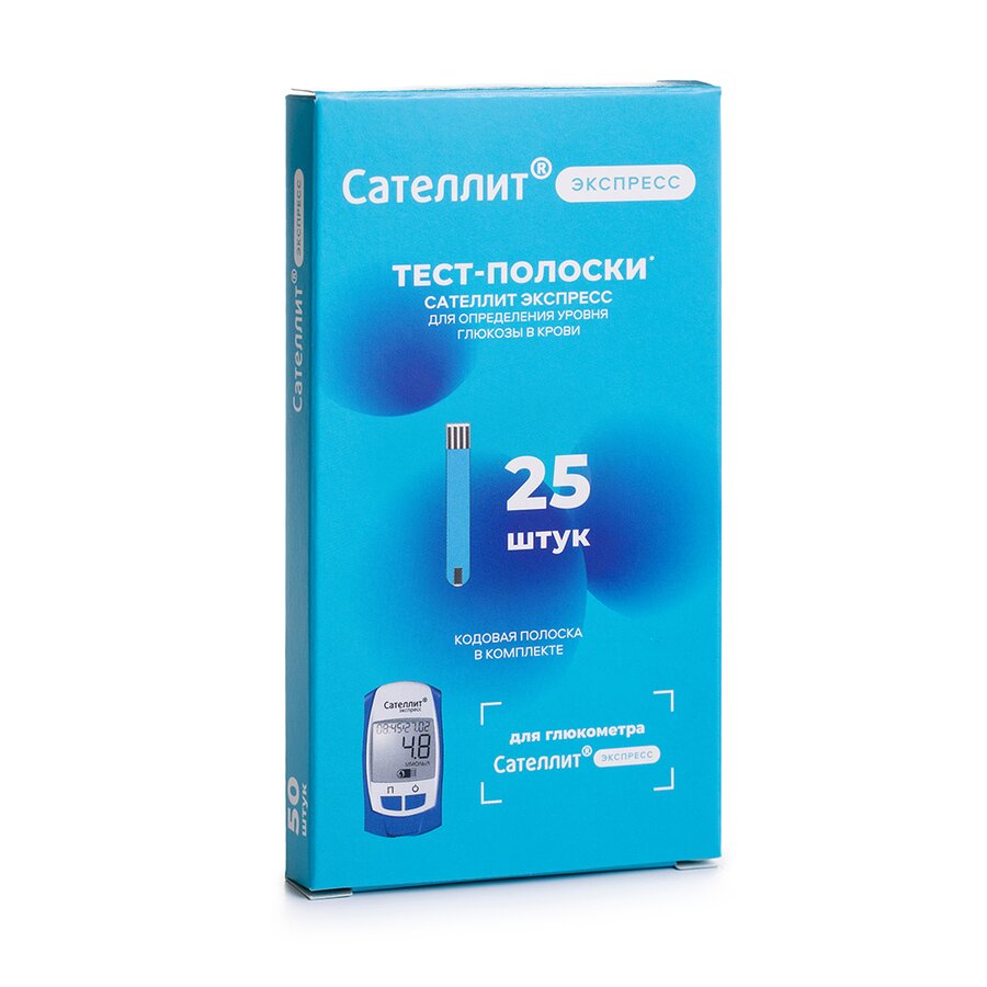 Тест-полоски д/глюкометра Сателлит Экспресс ПКГ-03 №25 в Болширечинском рп