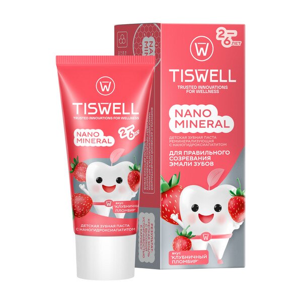 Тисвелл з/паста реминерал. с наногидроксиапатитом детск. 2+ клубн. пломбир 60г