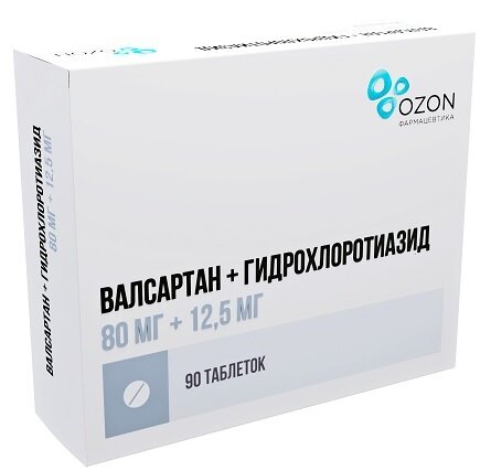 Валсартан+Гидрохлоротиазид таб. п/п/о 80мг+12,5мг №90