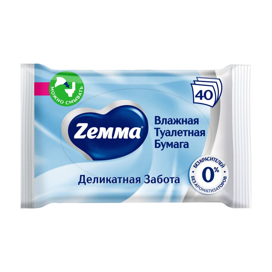 Земма Деликатная забота бумага туалетная влажн. №40