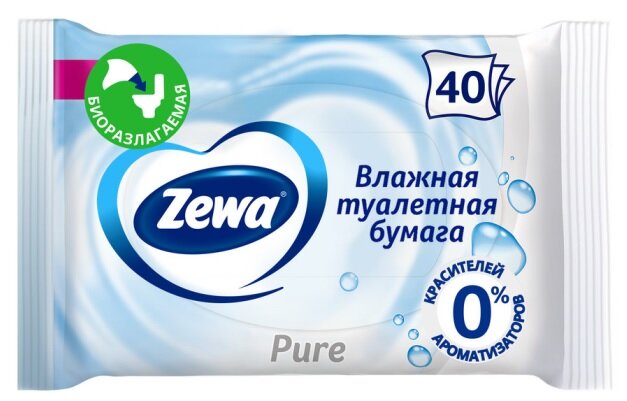 Зева Пьюр туалетная бумага влажная №40